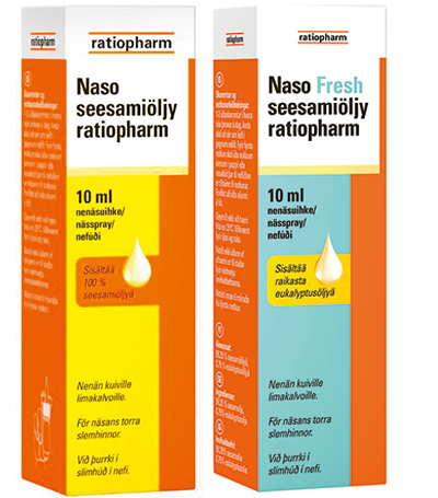 Naso Seesamiöljy tai Fresh Seesamiöljy Ratiopharm 10 ml