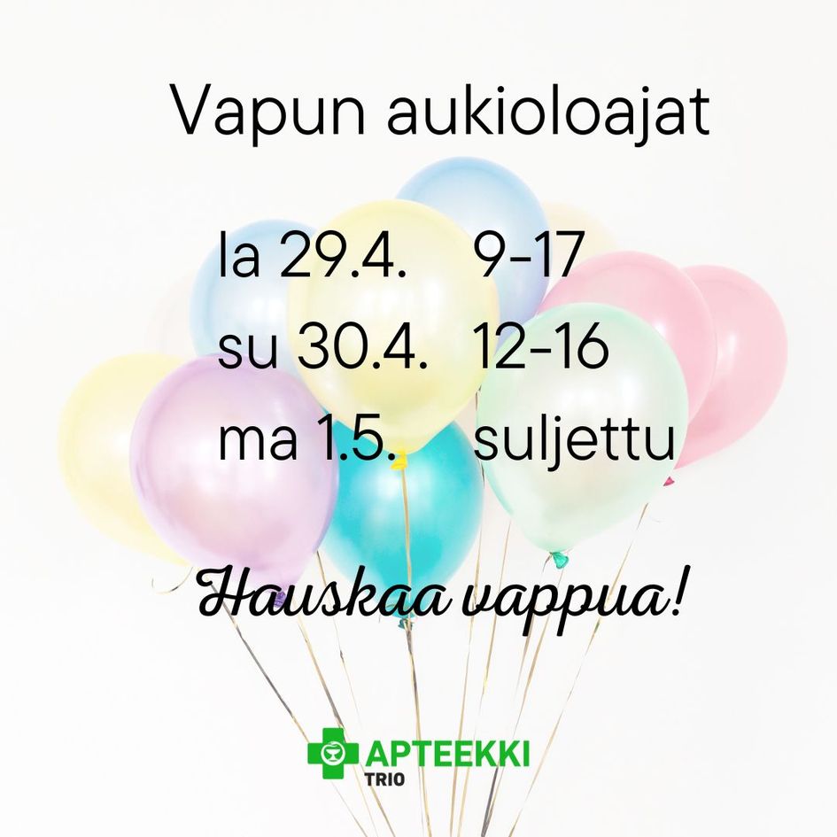 Olemme auki myös vappuaattona. Tervetuloa!